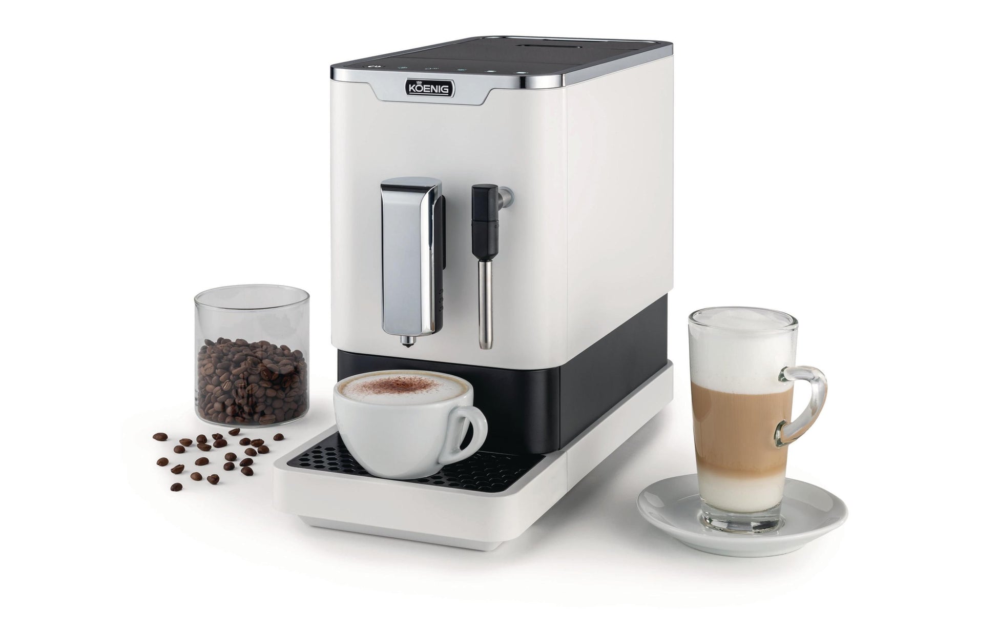 Koenig B03905 Kaffeevollautomat – 19 bar, 1,2 l, 150 g, Weiss