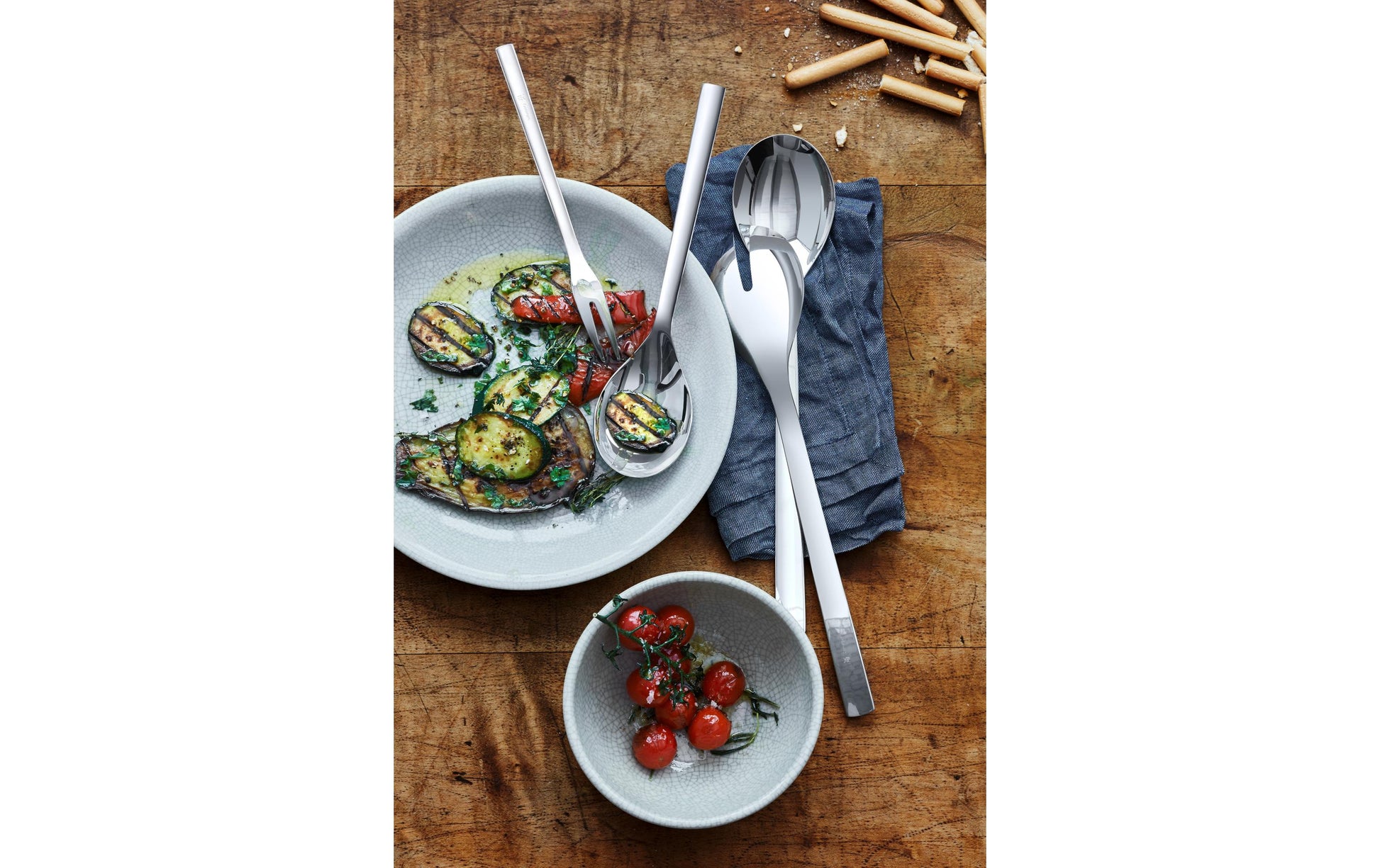 WMF Nuova Salatbesteck – 4-teilig, 20 cm, Cromargan, spülmaschinenfest