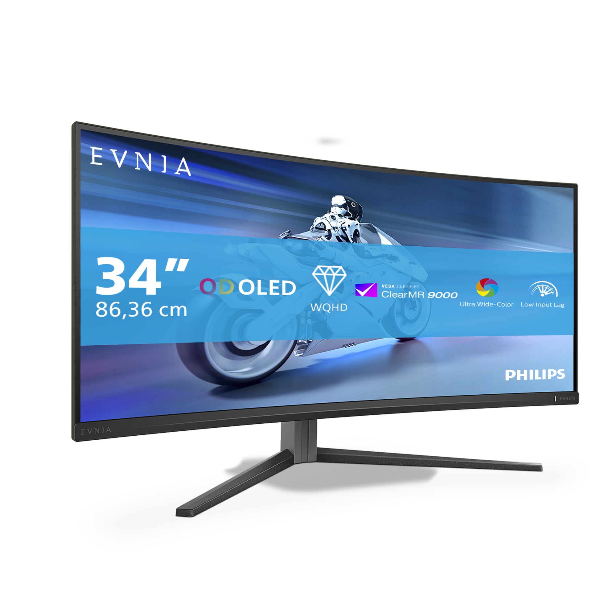 Philips Evnia 34M2C6500/00 – Monitor, 34", 450 cd/m², Gebogen, FreeSync Premium Pro, VESA 100 × 100, Weiss