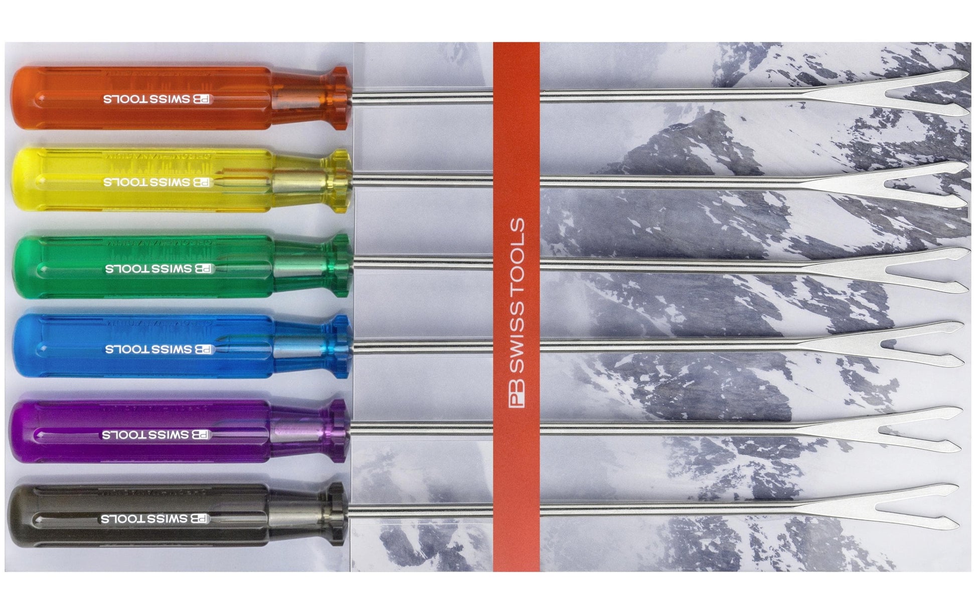 PB Swiss Tools Fleischfonduegabeln – 6er-Set, Edelstahl, Kunststoffgriff, Mehrfarbig, für Fondue Chinoise