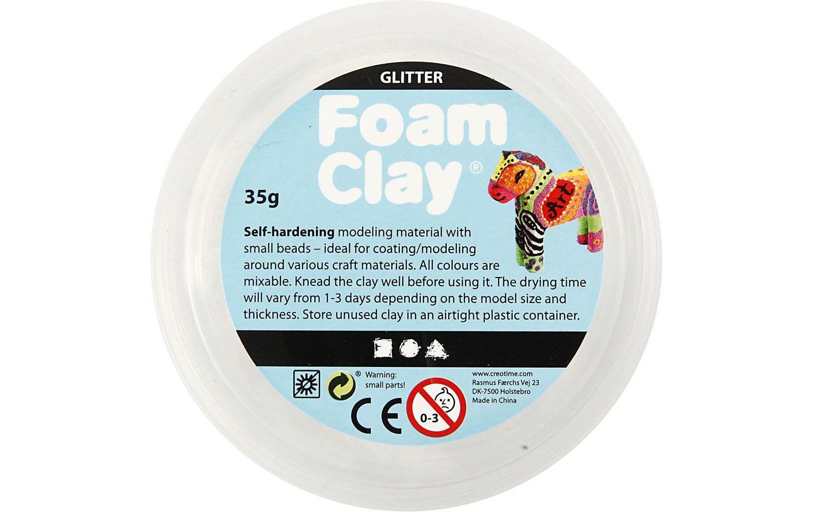 Creativ Company Modelliermasse, Foam Clay, Weiss, Glitzer, 35 g, 1 Stk.
