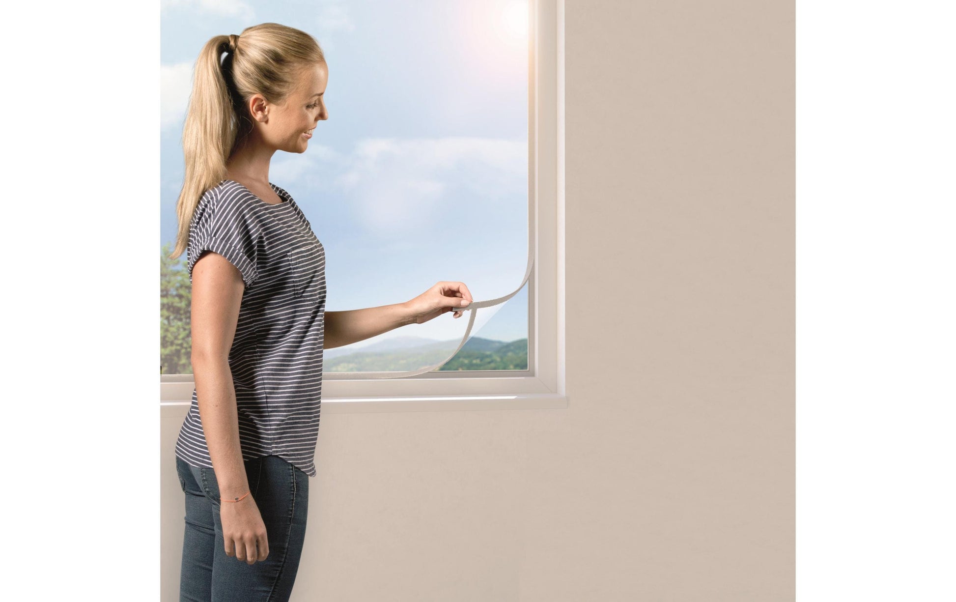 Windhager Open UP Fenster-Fliegengitter – 130 × 150 cm – Weiss – Polyester – für Fenster