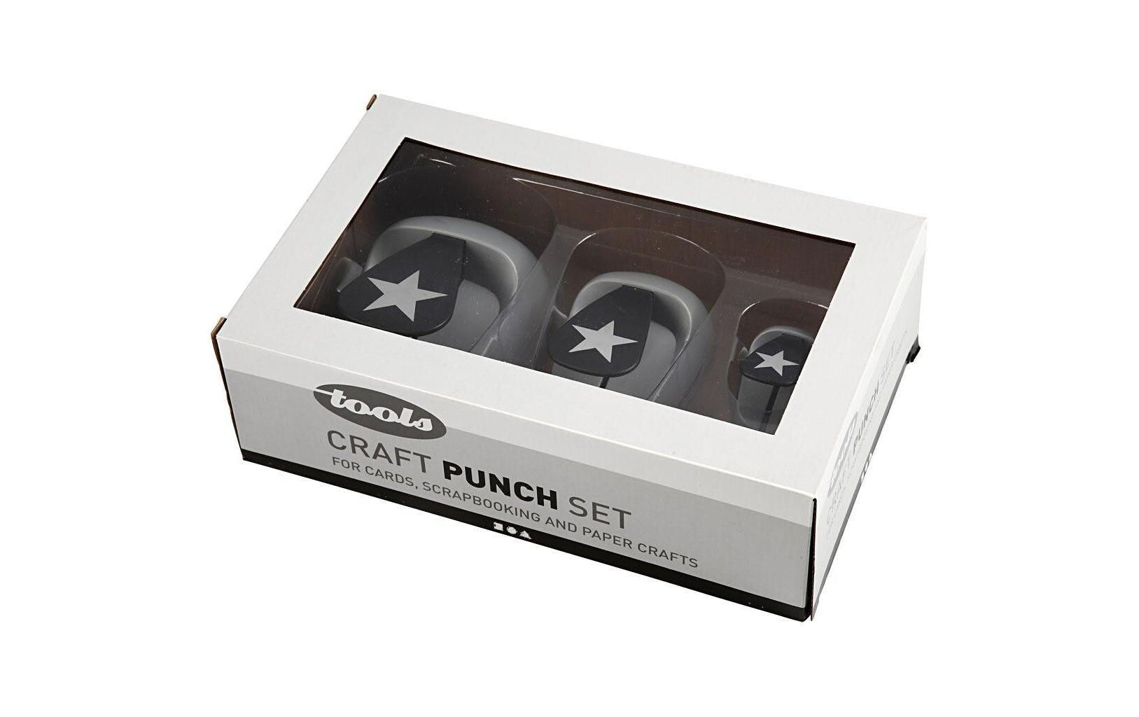 Creativ Company Motivstanzer Stern – Ø 25 mm, schwarz, grau, 3er Set
