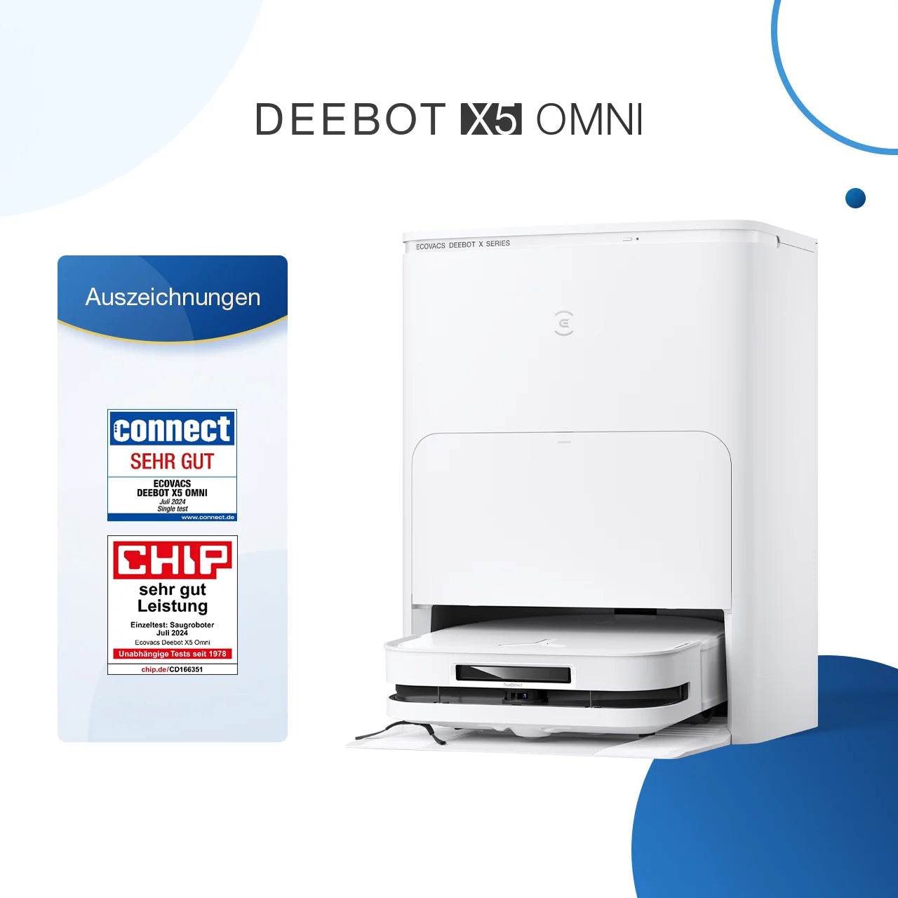 Ecovacs Roboterstaubsauger Deebot X5 Omni – 6400 mAh, 0,3 l, Akkubetrieb, 68 dB(A)