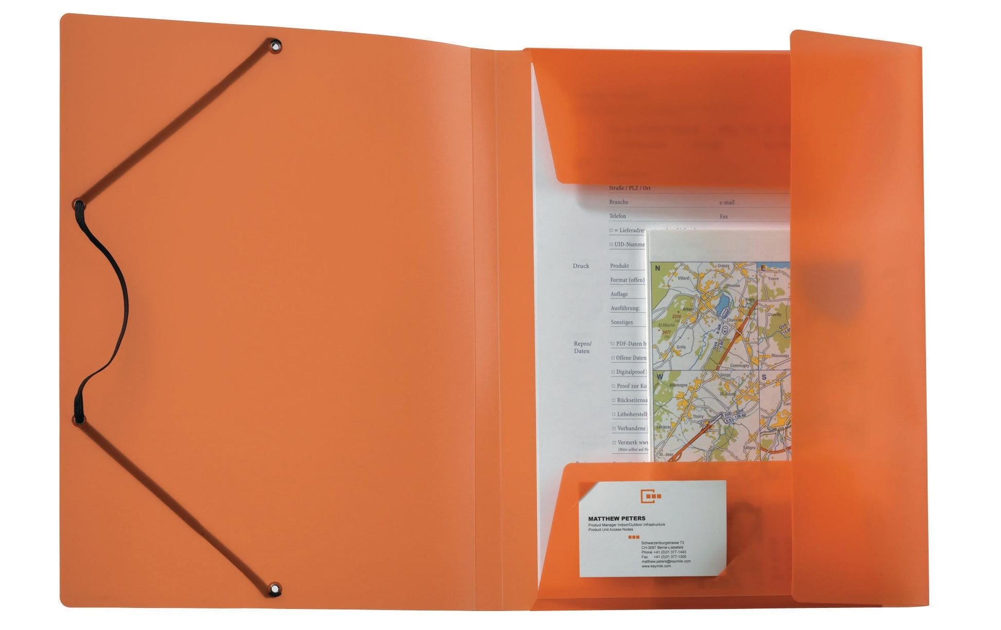 Kolma Sammelmappe für A4, Kunststoff, Orange, mit Gummizug
