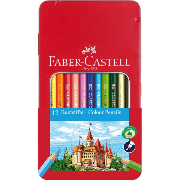Faber-Castell Buntstifte Classic Colour 115801 – Sechskant, 12 Farben, im Metalletui