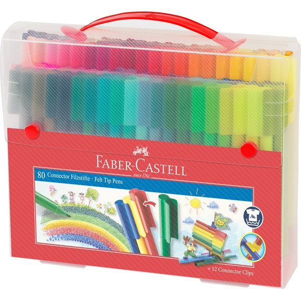 Faber-Castell Connector Pen Filzstift – 2,0 mm, wasserbasiert, auswaschbar, 80 Farben