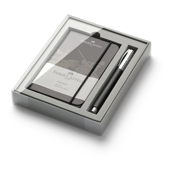 Faber-Castell Ambition 149624 – Tintenroller, schwarz, mit Kappe, Edelharz, grau