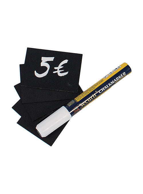 Securit Kreidetafel TAG-A8-WT – 74 × 52 mm, quer – Acryl, schwarz – für Kreidemarker