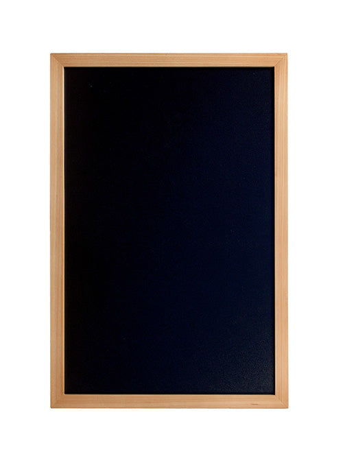 Securit WOODY Kreidetafel – 400 × 600 mm hoch – Holzrahmen, schwarz – doppelseitig – inkl. Wandmontageset