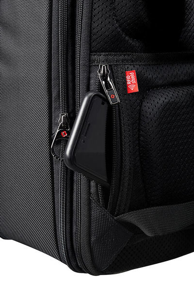 Samsonite Pro-DLX 5 3V Notebook-Rucksack – 20 l, RFID-Fach, Aufsteckfunktion, Nylon, Schwarz