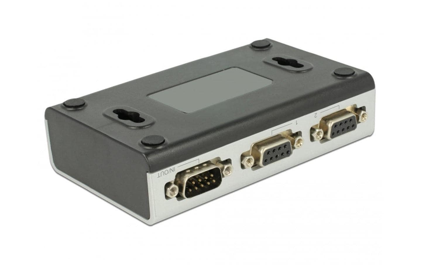 DeLOCK 87729 Seriell-Umschalter – 2× Eingänge zu 1× Ausgang (DB9), RS-232/422/485 – manuell – Schwarz/Grau
