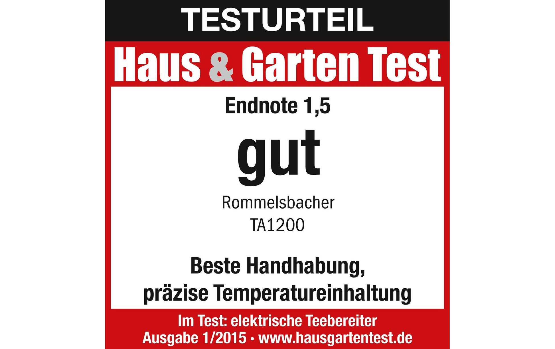 Rommelsbacher TA 1200 – Tee- & Wasserkocher, 1,0 l, 4 Temperaturstufen, 1200 W