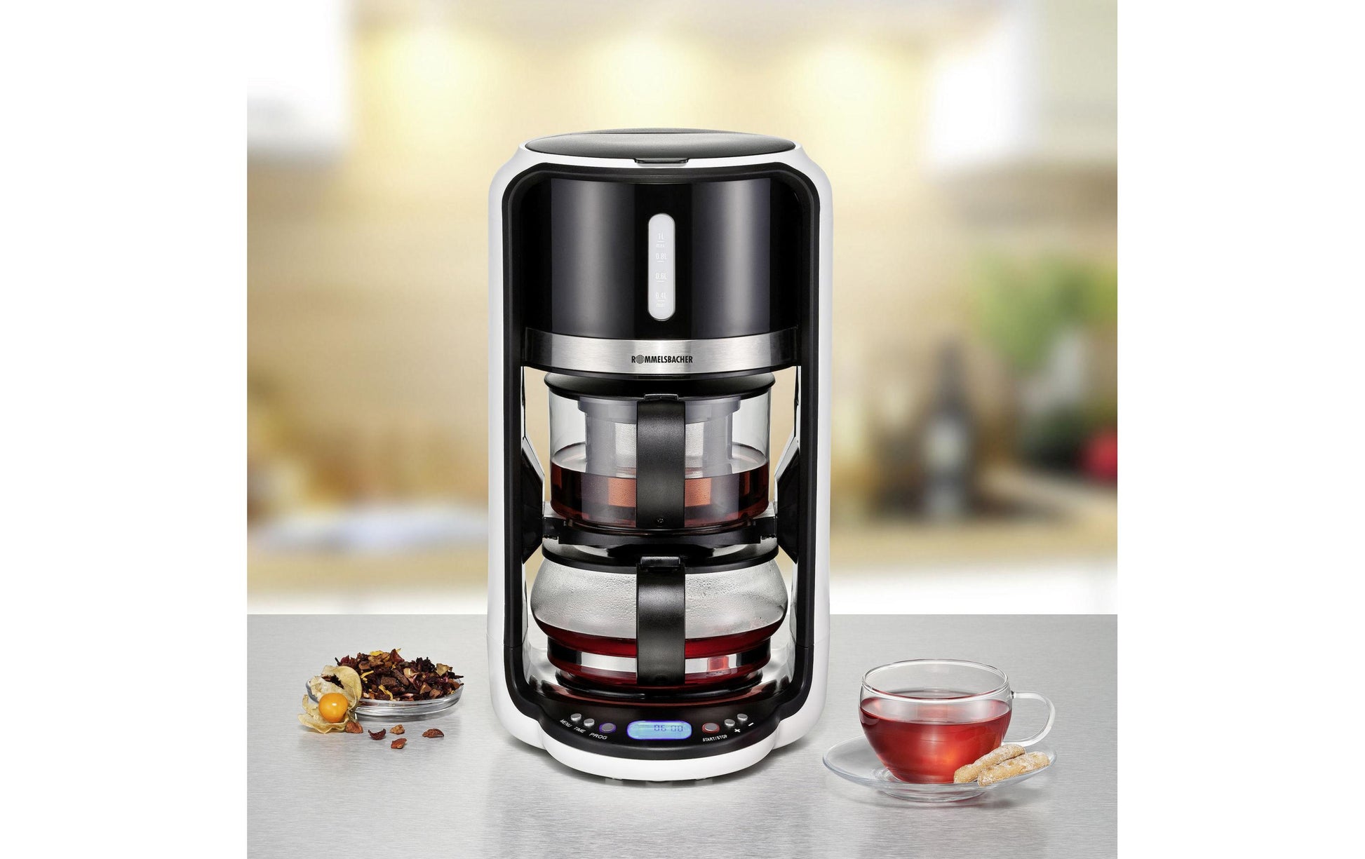 Rommelsbacher TA 1200 – Tee- & Wasserkocher, 1,0 l, 4 Temperaturstufen, 1200 W