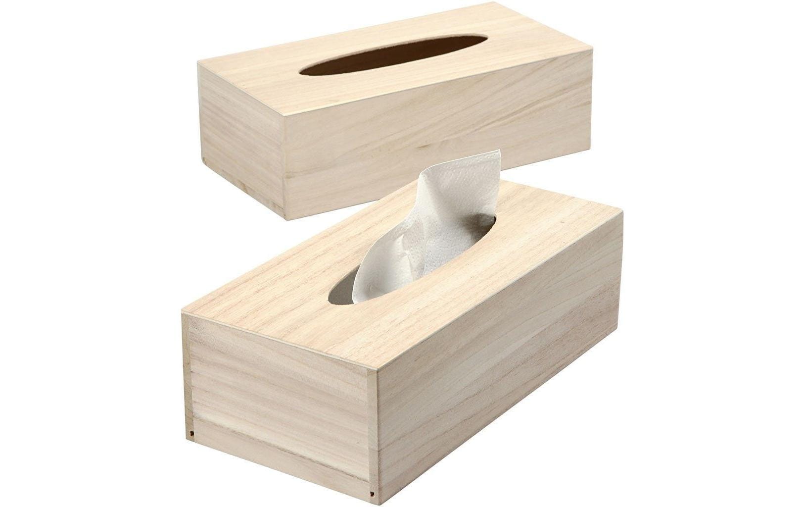 Creativ Company Kosmetiktuchbox – 14×27×8 cm, Holz (Paulownia tomentosa), Beige