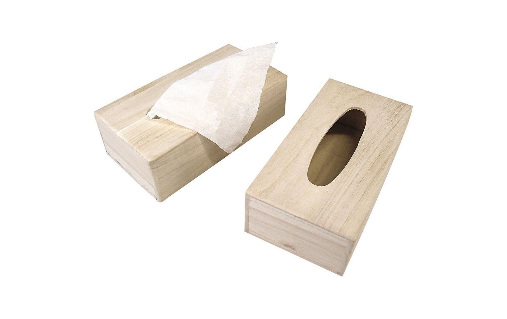 Creativ Company Kosmetiktuchbox – 14×27×8 cm, Holz (Paulownia tomentosa), Beige