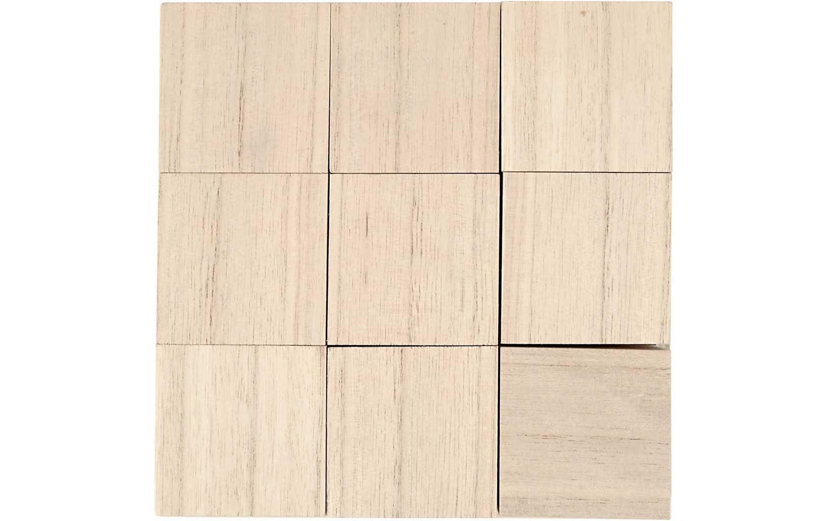 Creativ Company Holzrohling, Paulownia (Blauglockenbaum), Würfel, 4 × 4 × 4 cm, 9 Stk.