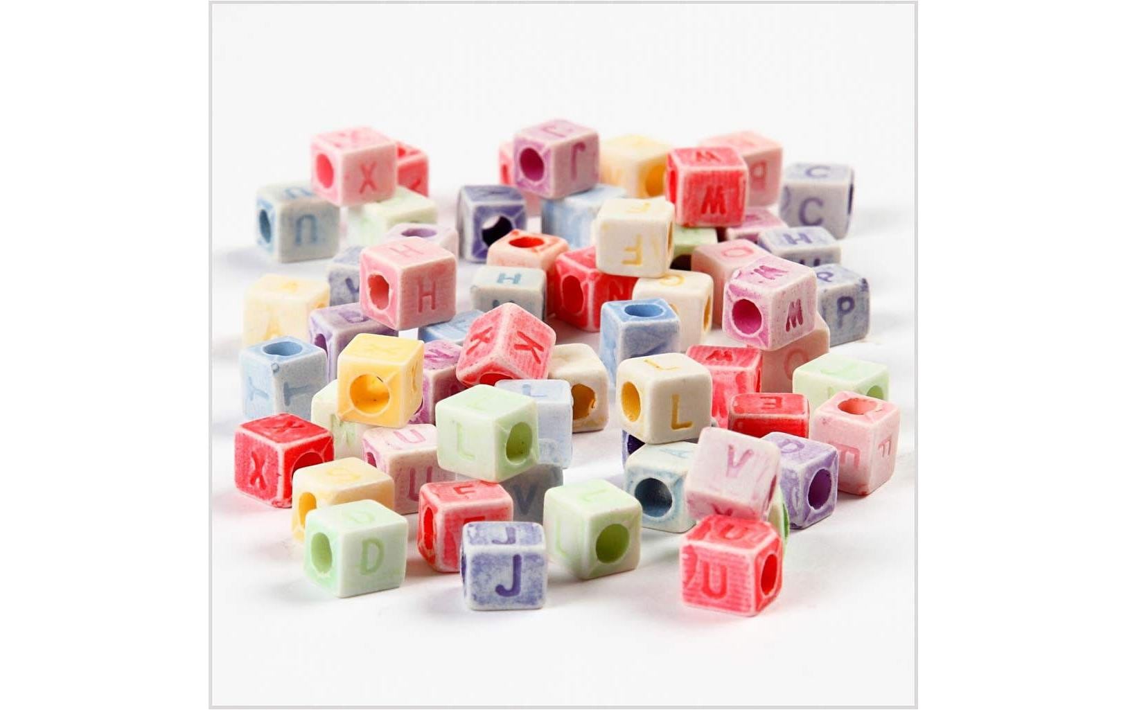 Creativ Company Acrylperlen, quadratisch – mehrfarbig – 6 × 6 × 6 mm, Loch 3 mm – 2300 Stk.