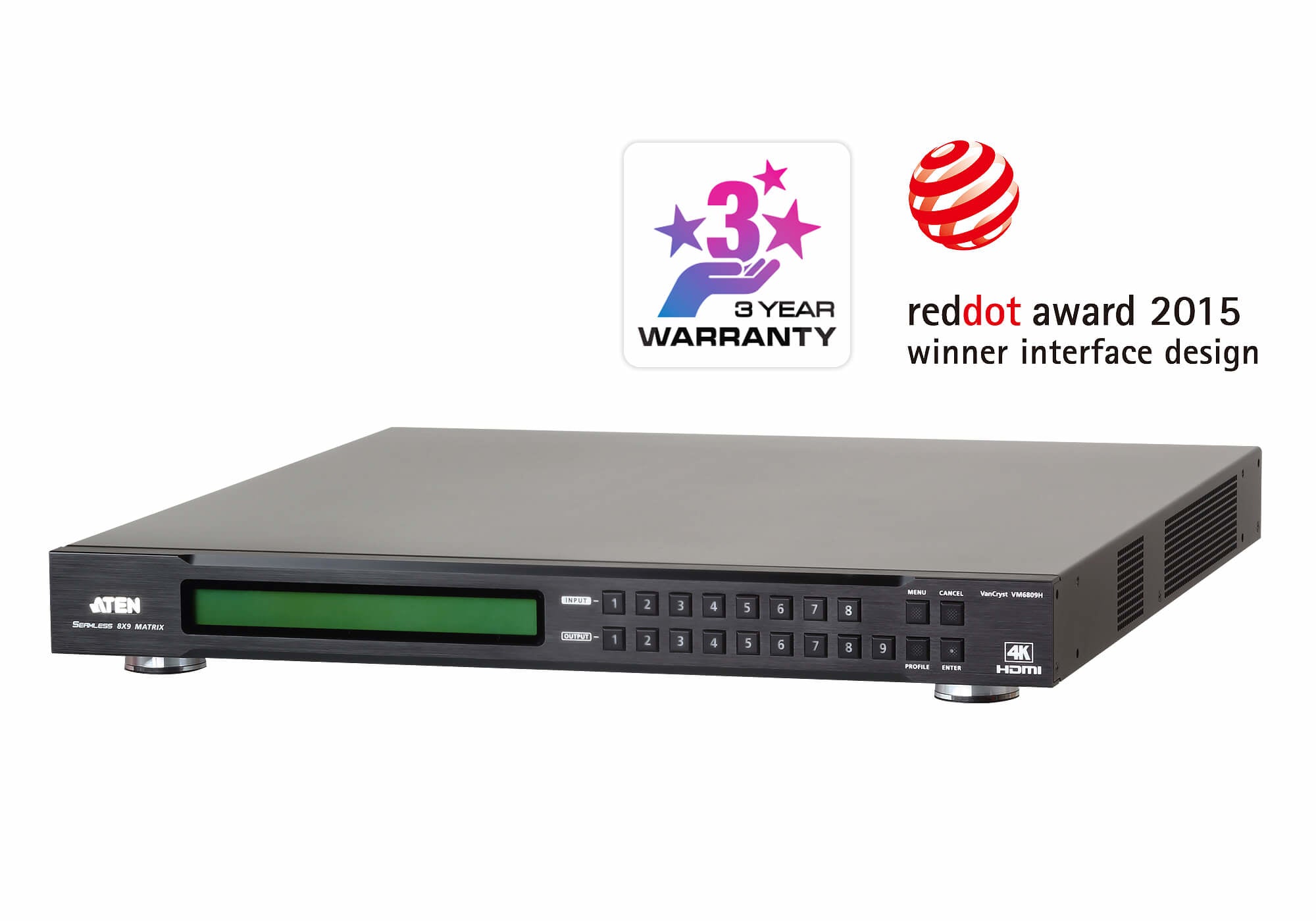 ATEN VM6809H – 8×9 HDMI-Matrix, 4K60, HDMI 2.0, RS-232/Ethernet