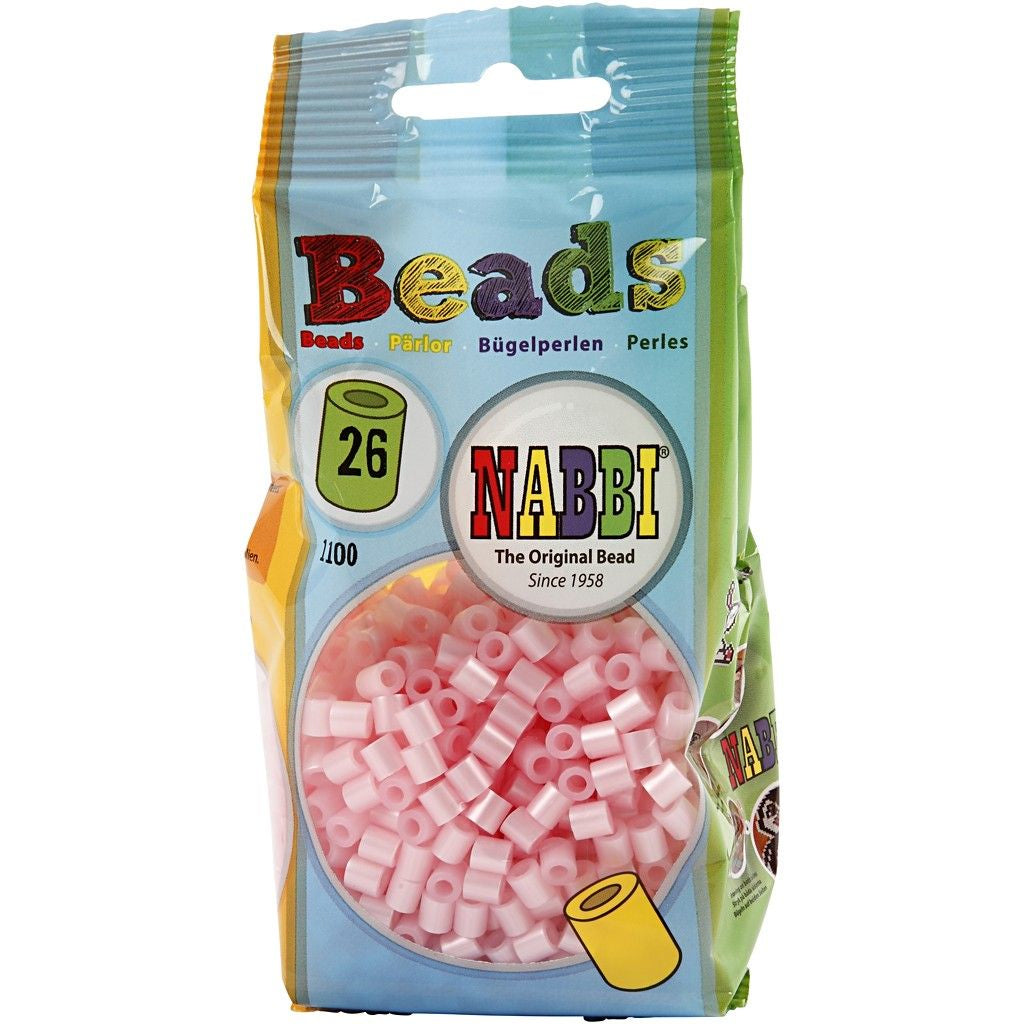 Creativ Company Bügelperlen, Nabbi Medium, Rosa, Perleffekt, Ø 5 mm, Loch Ø 2,5 mm, 1 Stück
