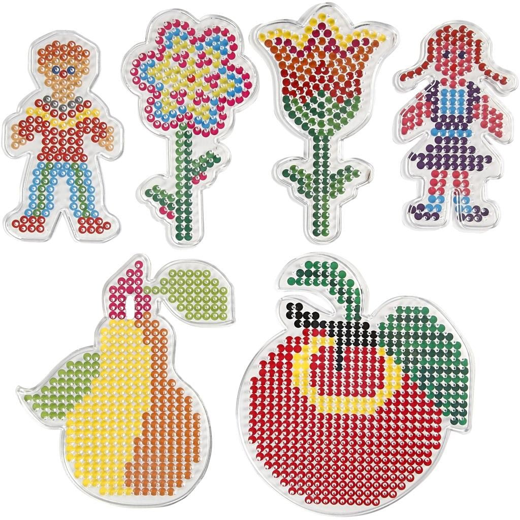 Creativ Company Steckplatten-Set Medium, Blume, Transparent, Set à 6, 8,5 × 14–14 × 16 cm