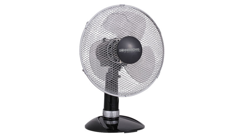 Sonnenkönig Tischventilator – 34 cm, 3 Stufen, oszillierend, 40 W, 48 dB(A), Schwarz