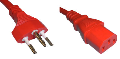 Diggelmann Netzkabel – T12–IEC C13, 1,5 m, 250 V/10 A, Rot