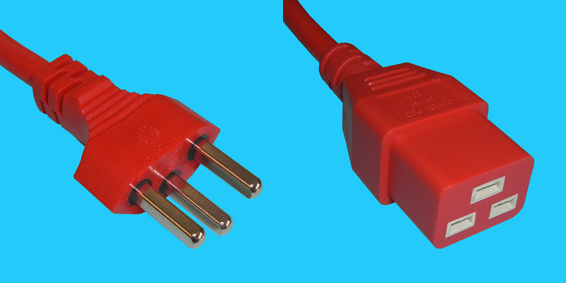 Diggelmann Netzkabel, T23 auf C19, 16 A, 2 m, Rot