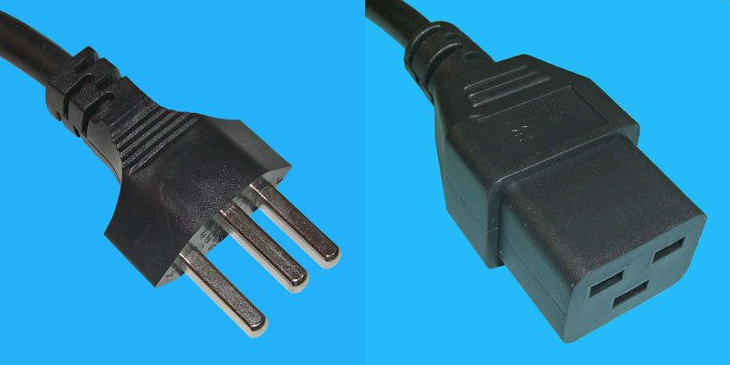Diggelmann Netzkabel, T23 auf C19, 16 A, 2 m, Schwarz, H05VV-F 3G1.5mm2