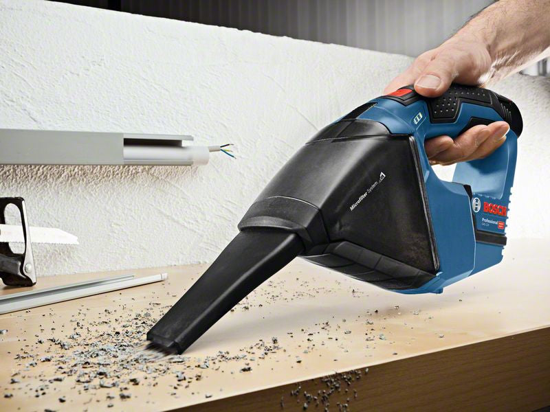 Bosch Professioneller Akku-Handstaubsauger GAS 12V – 3000 mAh, 0,35 l, Akkubetrieb, 12 V