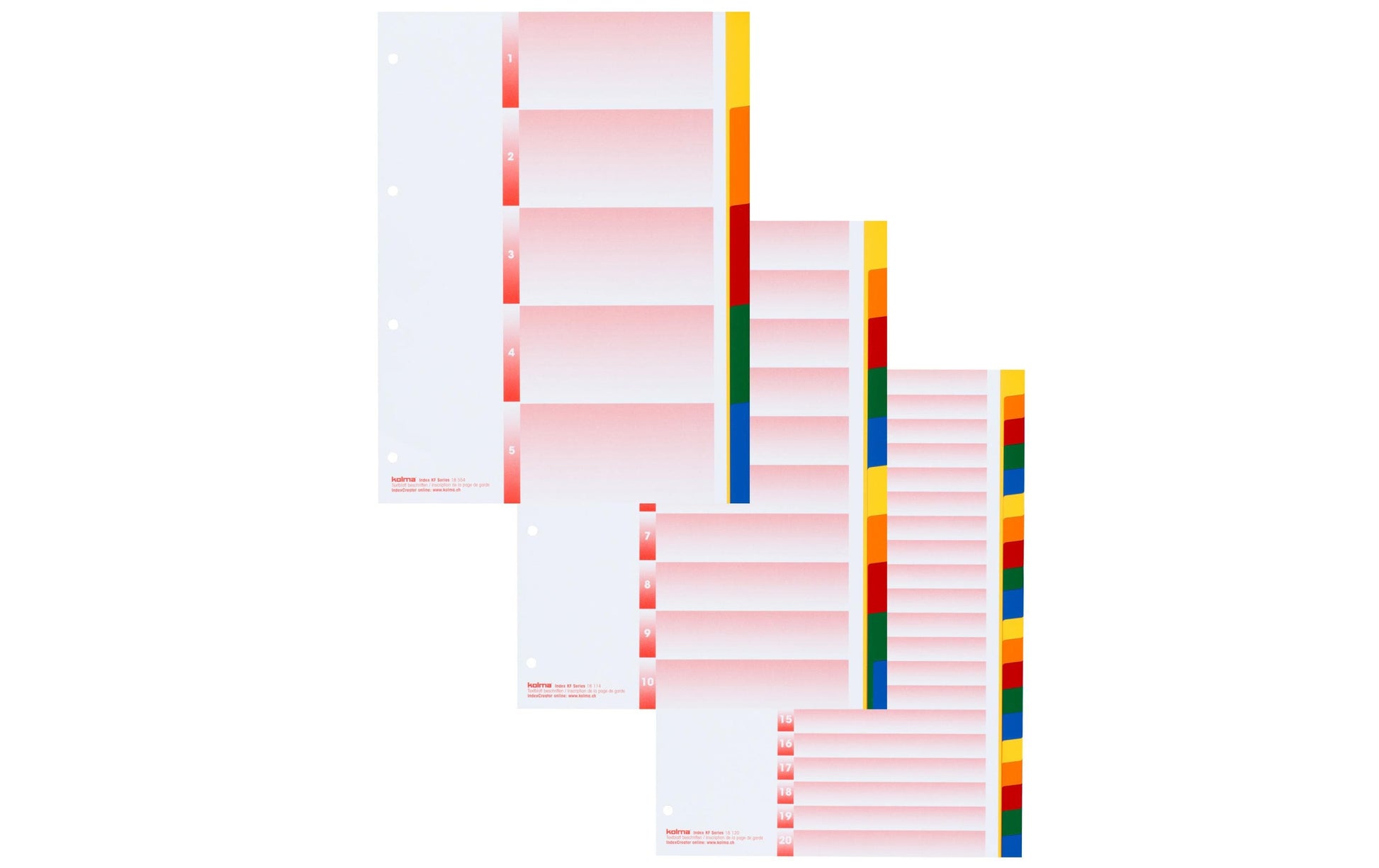 KolmaFlex Register – A4, 5-teilig, PP, farbig, unbedruckt, mit Indexblatt, 4-fach Lochung