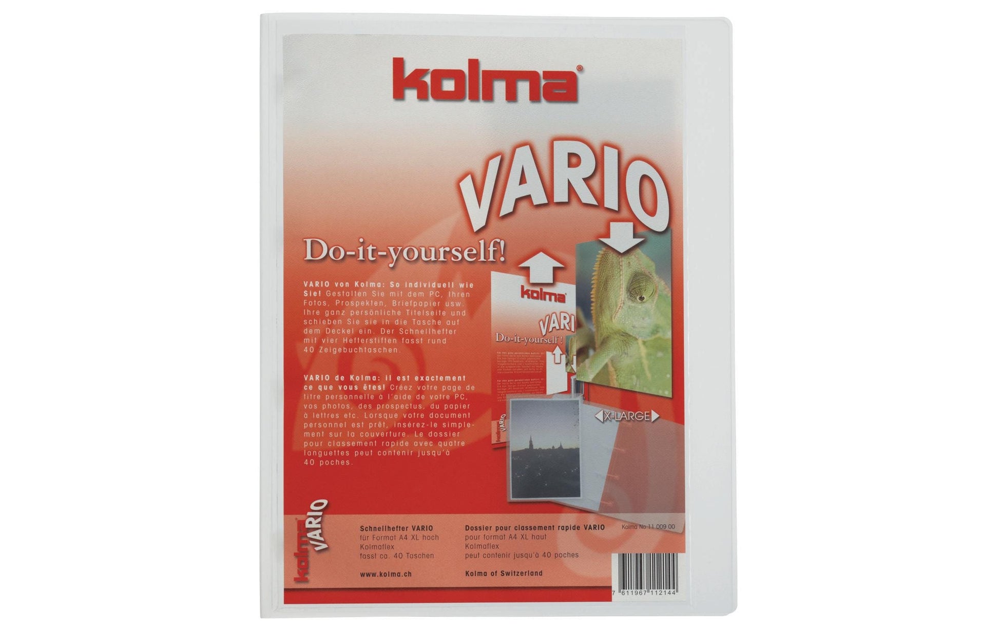 Kolma Schnellhefter Vario XL – A4, Kunststoff, transparent, Sichttasche, integrierte Abheftvorrichtung