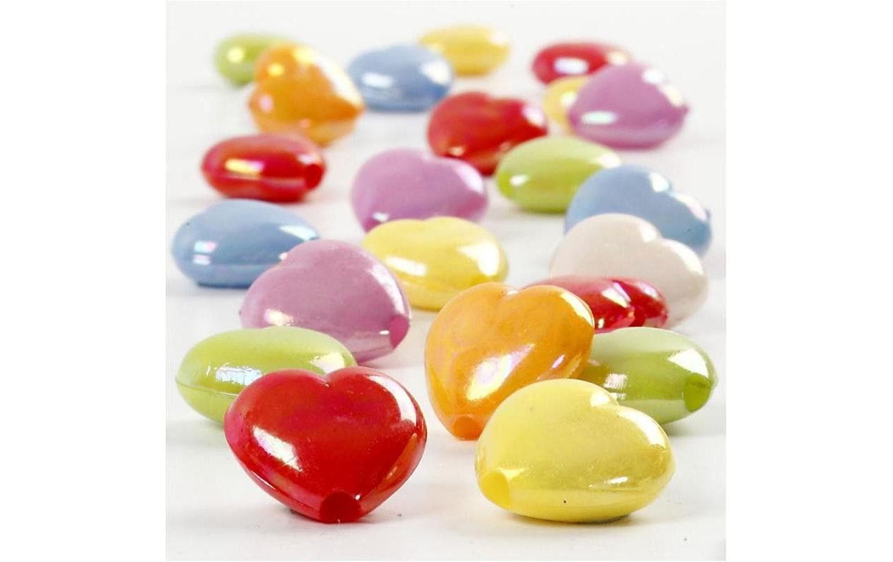 Creativ Company Acrylperlen, herzförmig – mehrfarbig – 25 × 15 mm, Loch 3 mm – 1 Stk.
