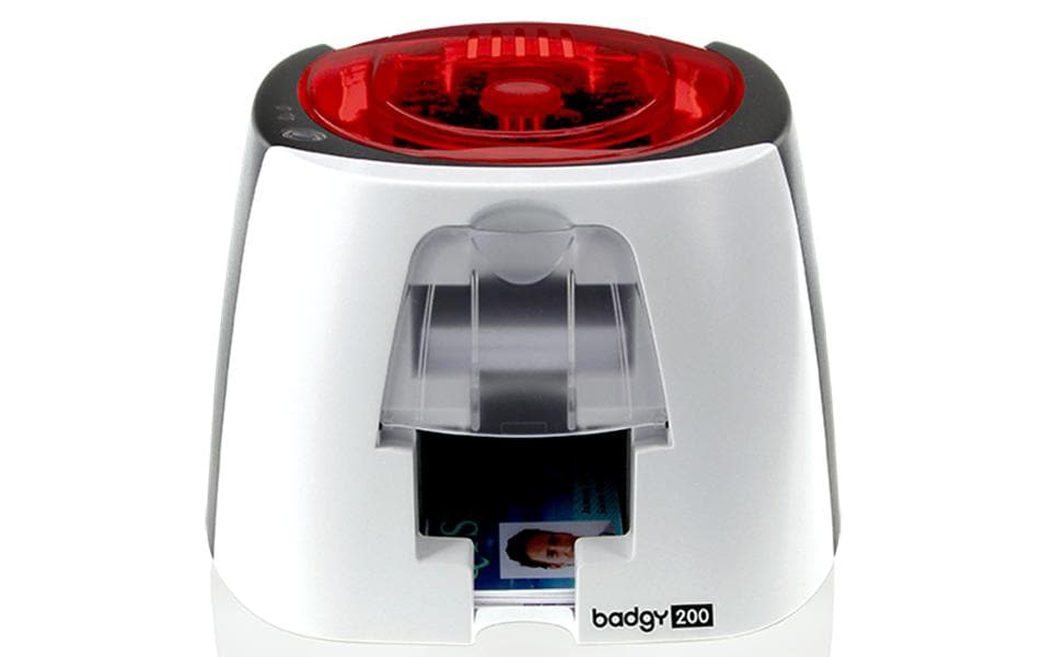 Evolis Badgy 200 – Kartendrucker, Thermosublimation, 260 × 300 dpi, für PVC-Karten 85,6 × 54 mm, USB