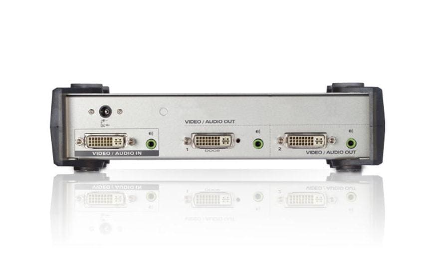 ATEN VS162 – DVI-Splitter – Aktiv, 2 Ports (DVI‑I), 1920×1200, für DVI-Geräte – Schwarz/Grau