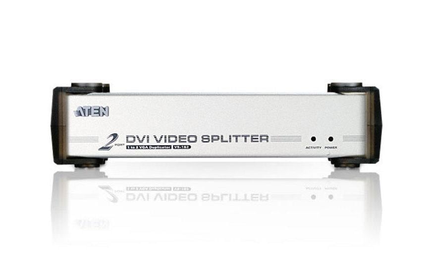 ATEN VS162 – DVI-Splitter – Aktiv, 2 Ports (DVI‑I), 1920×1200, für DVI-Geräte – Schwarz/Grau