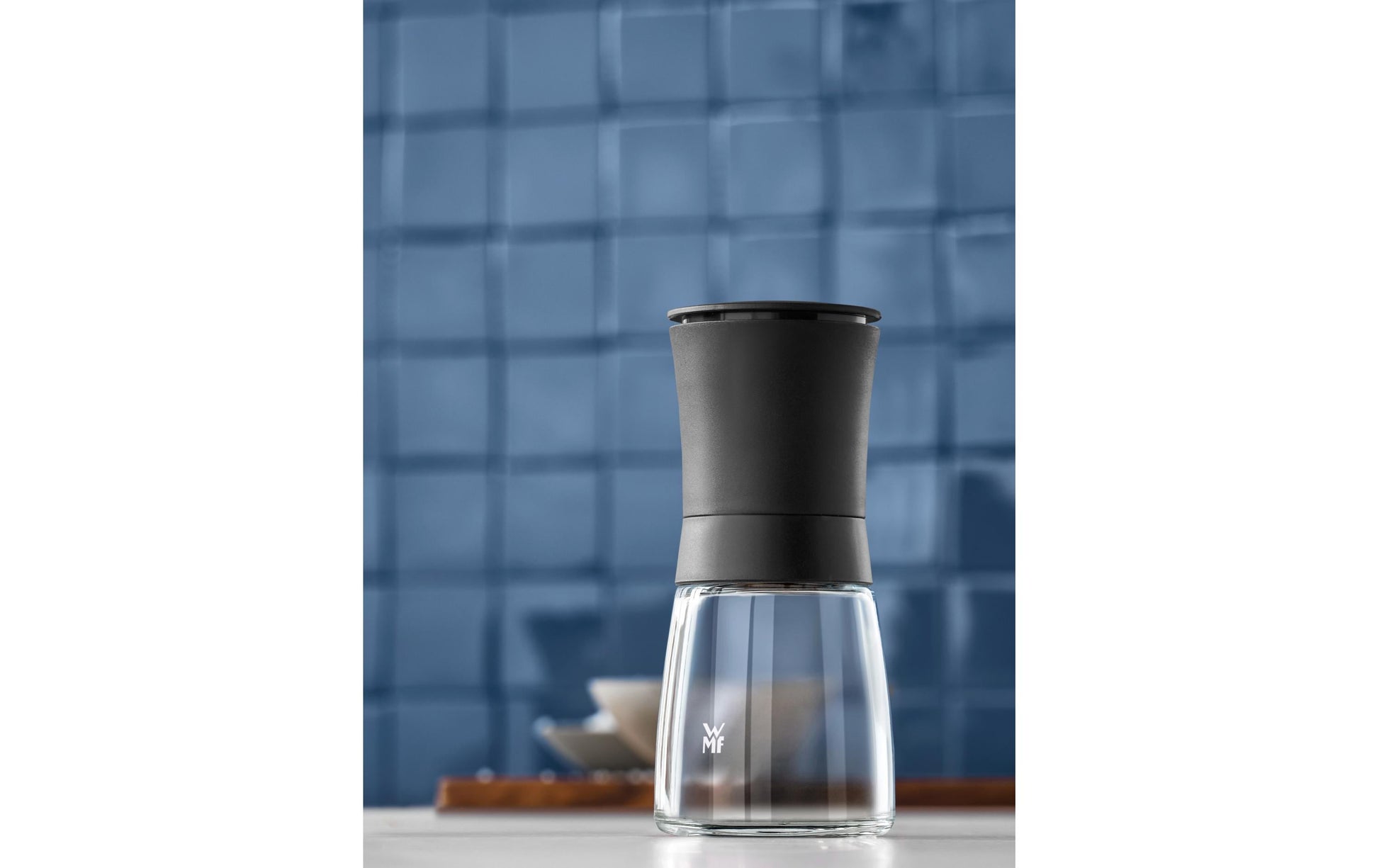 WMF Gewürzmühle Trend – stufenloser Mahlgrad, Keramikmahlwerk – Glas/Kunststoff – 6 × 14 × 6 cm