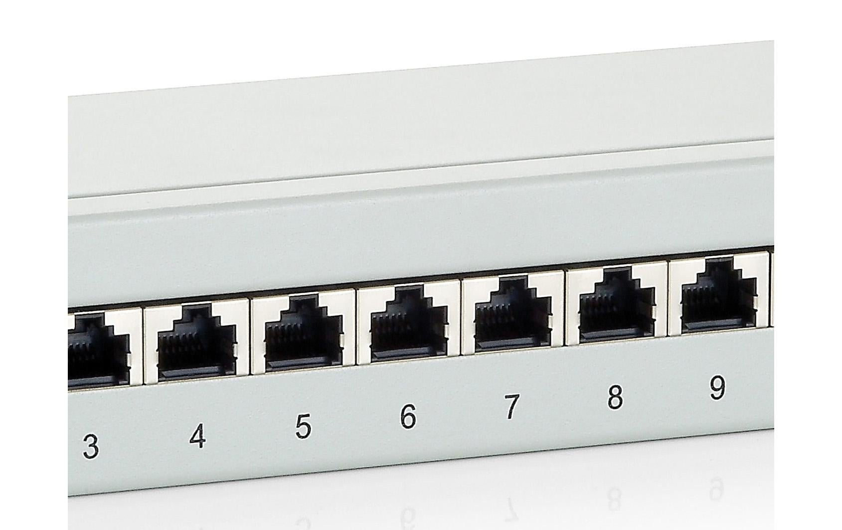 Equip Patchpanel 208014 – Cat 6 geschirmt, LSA-Anschluss, 12× RJ-45, 1U, Grau