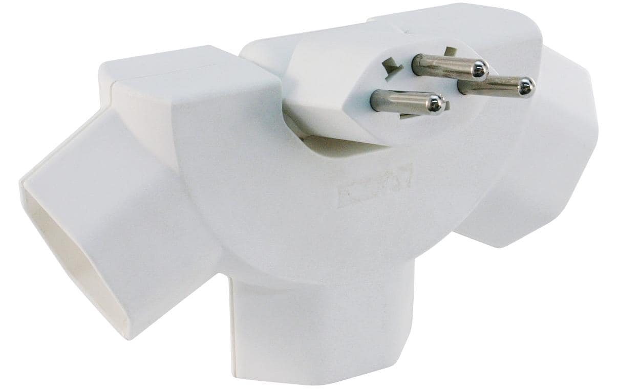 Steffen Abzweigstecker – Kunststoff/Metall, weiss, kippbar, mit Kinderschutz