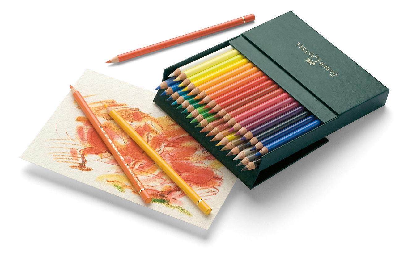 Faber-Castell Buntstift Polychromos 36er-Schachtel – bruchfeste Mine, wisch- und wasserfest, rund, Ø 3,8 mm