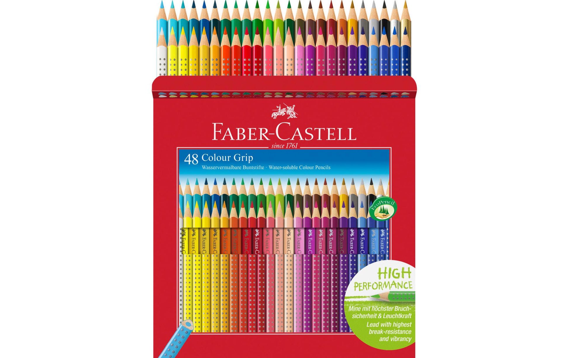Faber-Castell Aquarellfarbstifte Colour Grip 2001 – 48 Farben, im Kartonetui, Ø 3 mm, dreikantig, FSC