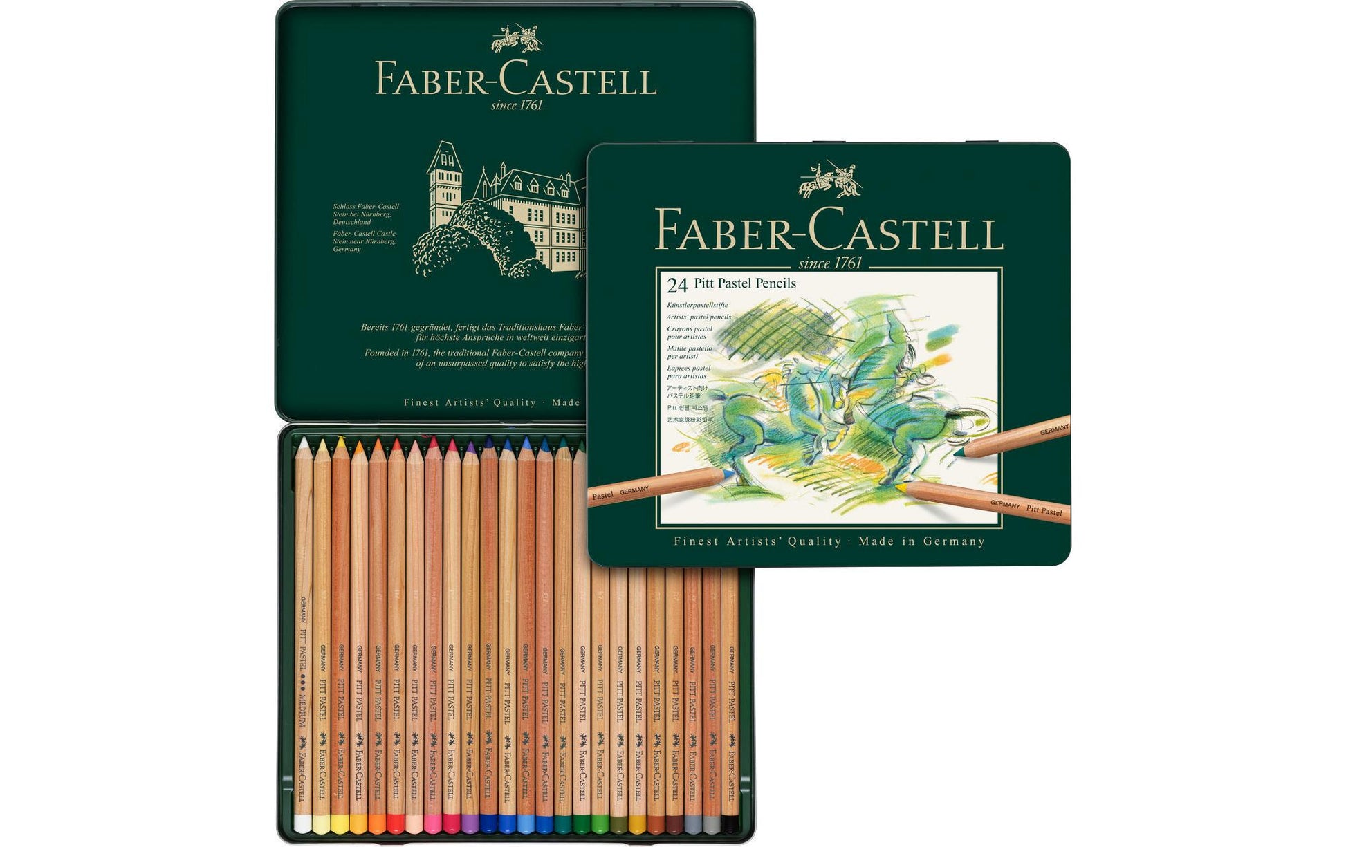 Faber-Castell Buntstifte PITT PASTELL – 24 Farben, in Metallschachtel