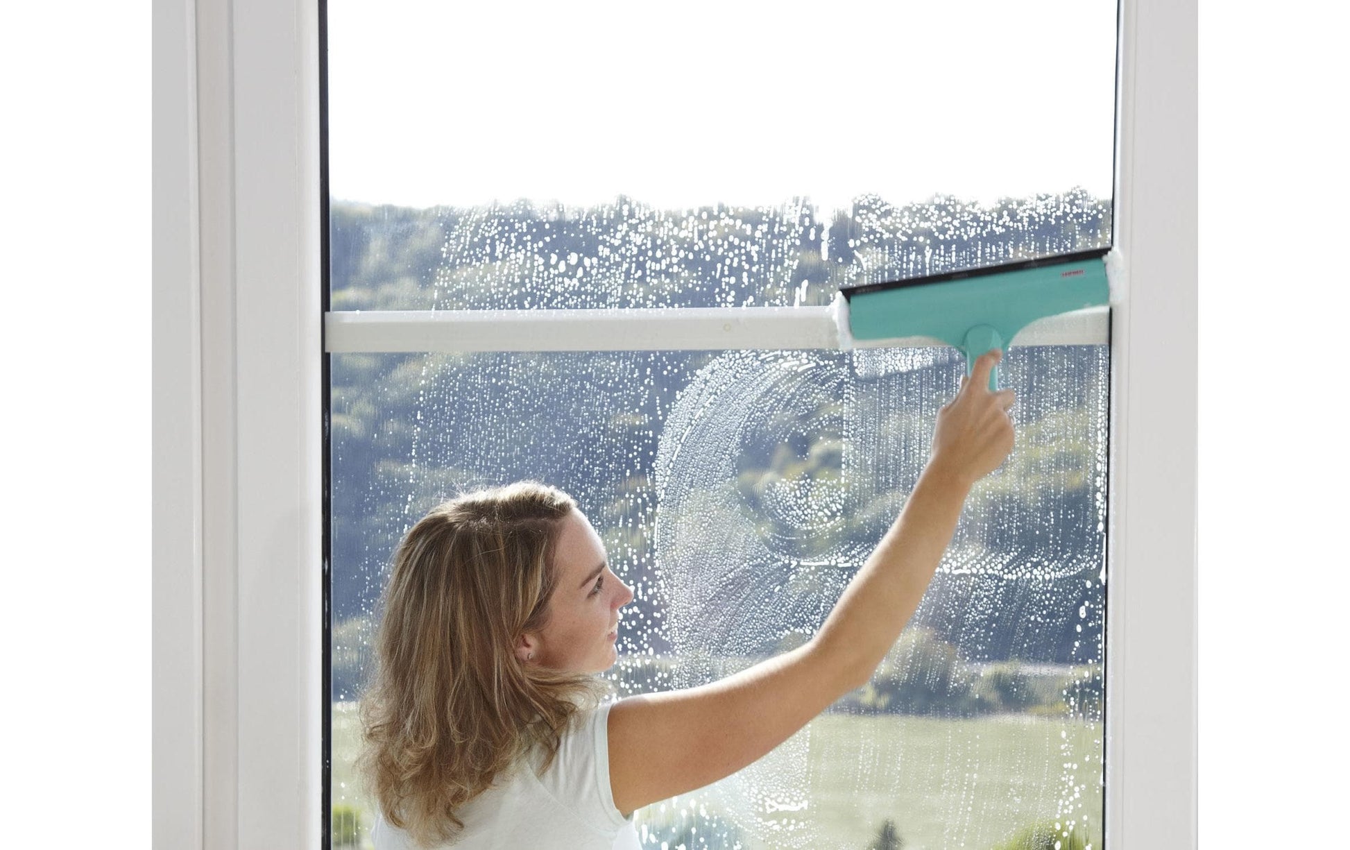 Leifheit 3 in 1 – Handfensterwischer – Einwischer & Abzieher, Grün