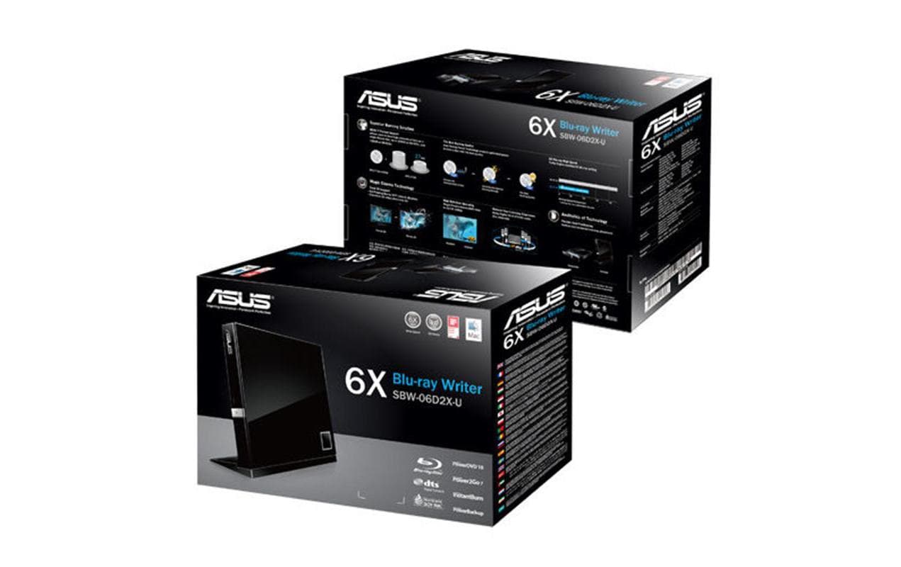 ASUS SBW-06D2X-U Blu-Ray DVD Combo – USB 2.0, extern, schlank, für Laptop