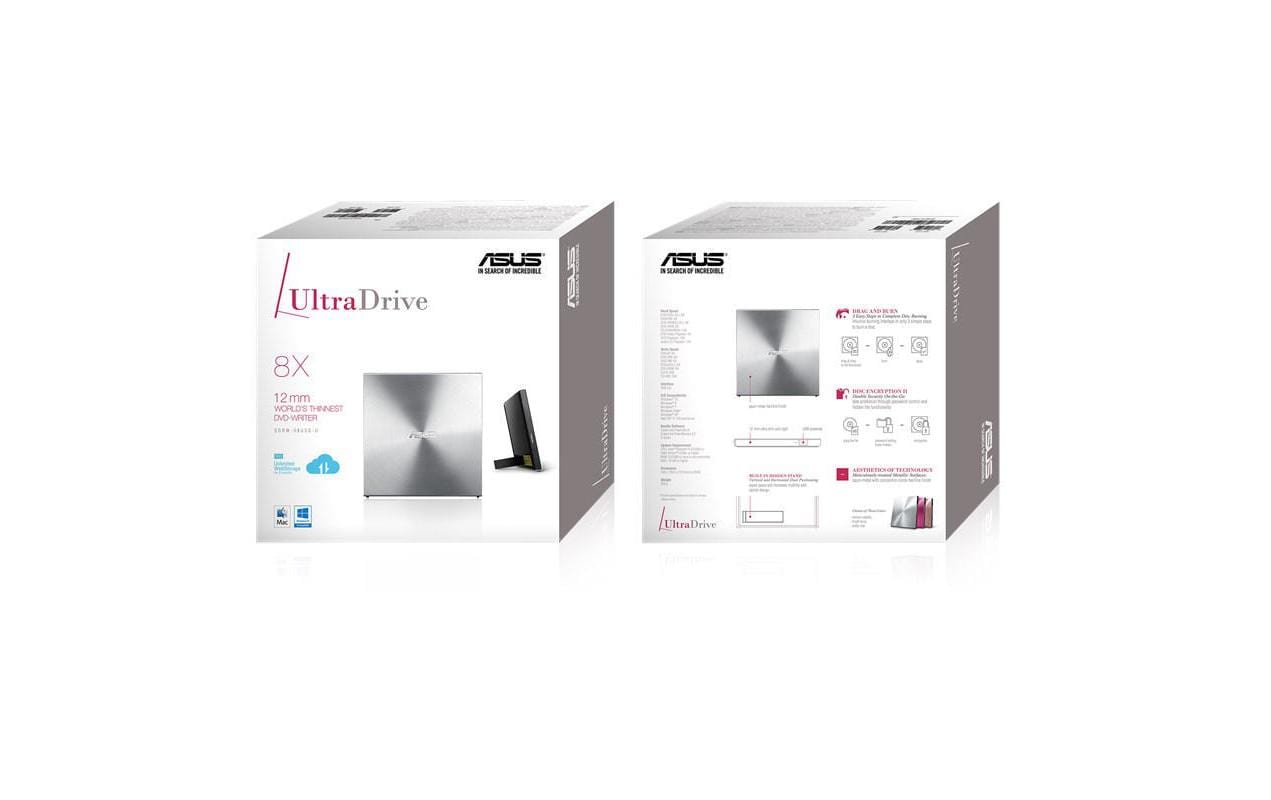 ASUS SDRW-08U5S-U – externes Slimline DVD Super Multi DL, USB 2.0, 8× DVD±R, silber