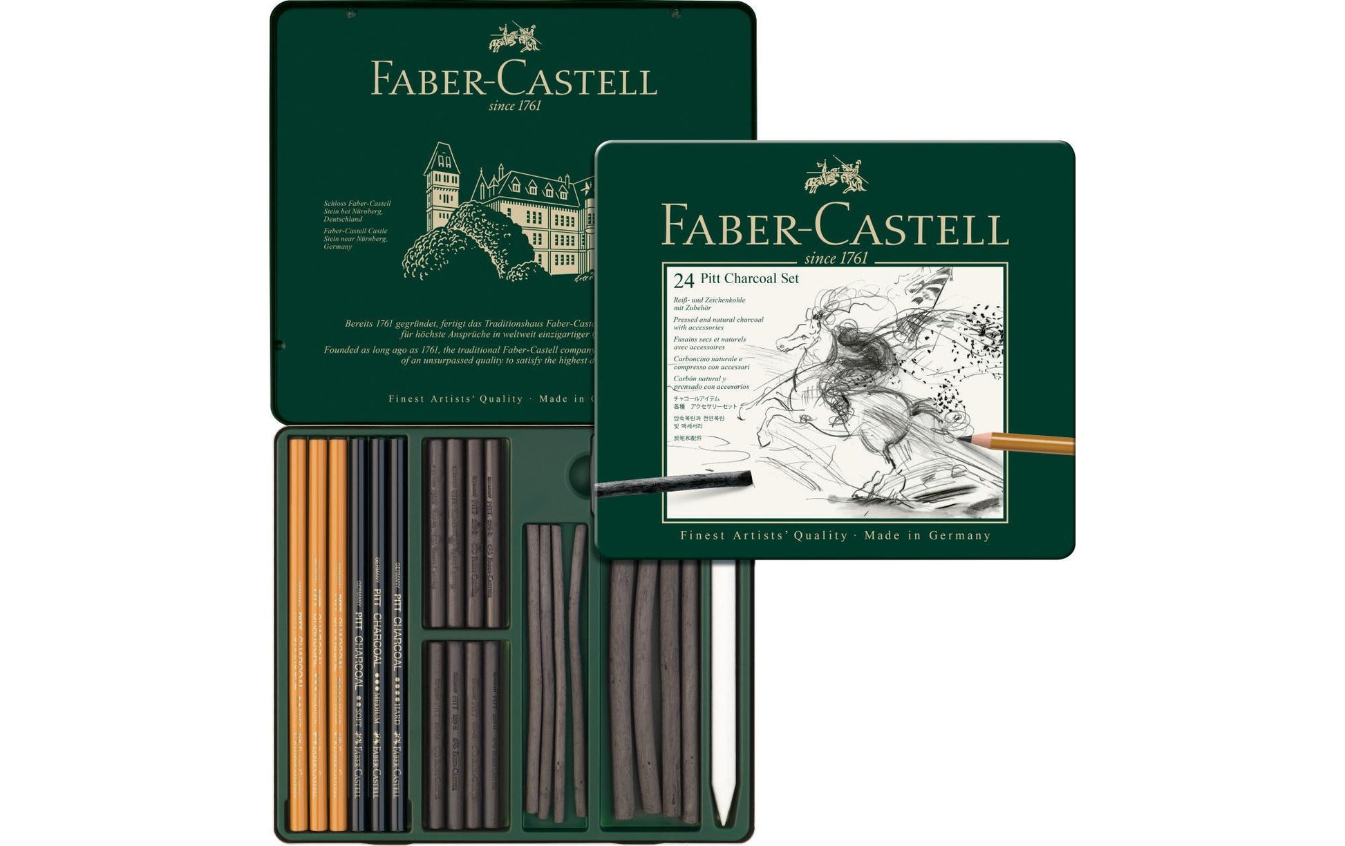 Faber-Castell Kohleset – Anthrazit, Zeichenskohle, 24er-Pack