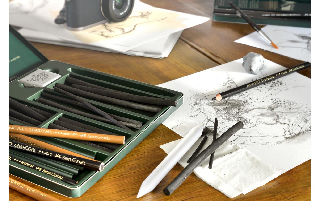 Faber-Castell Kohleset – Anthrazit, Zeichenskohle, 24er-Pack