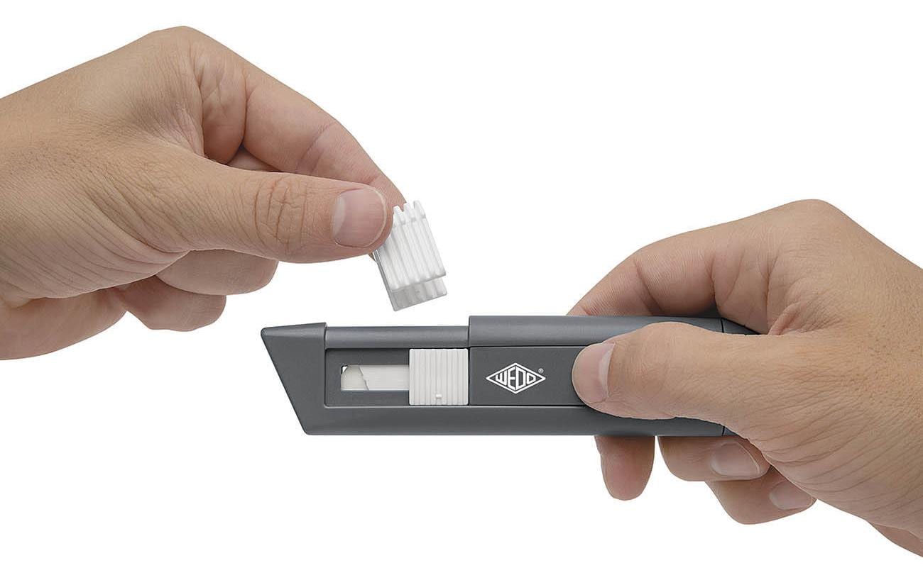 Wedo CERA-Safety Cutter Compact – Sicherheitsmesser mit 20 mm Trapezklinge, Keramikklinge, Grau
