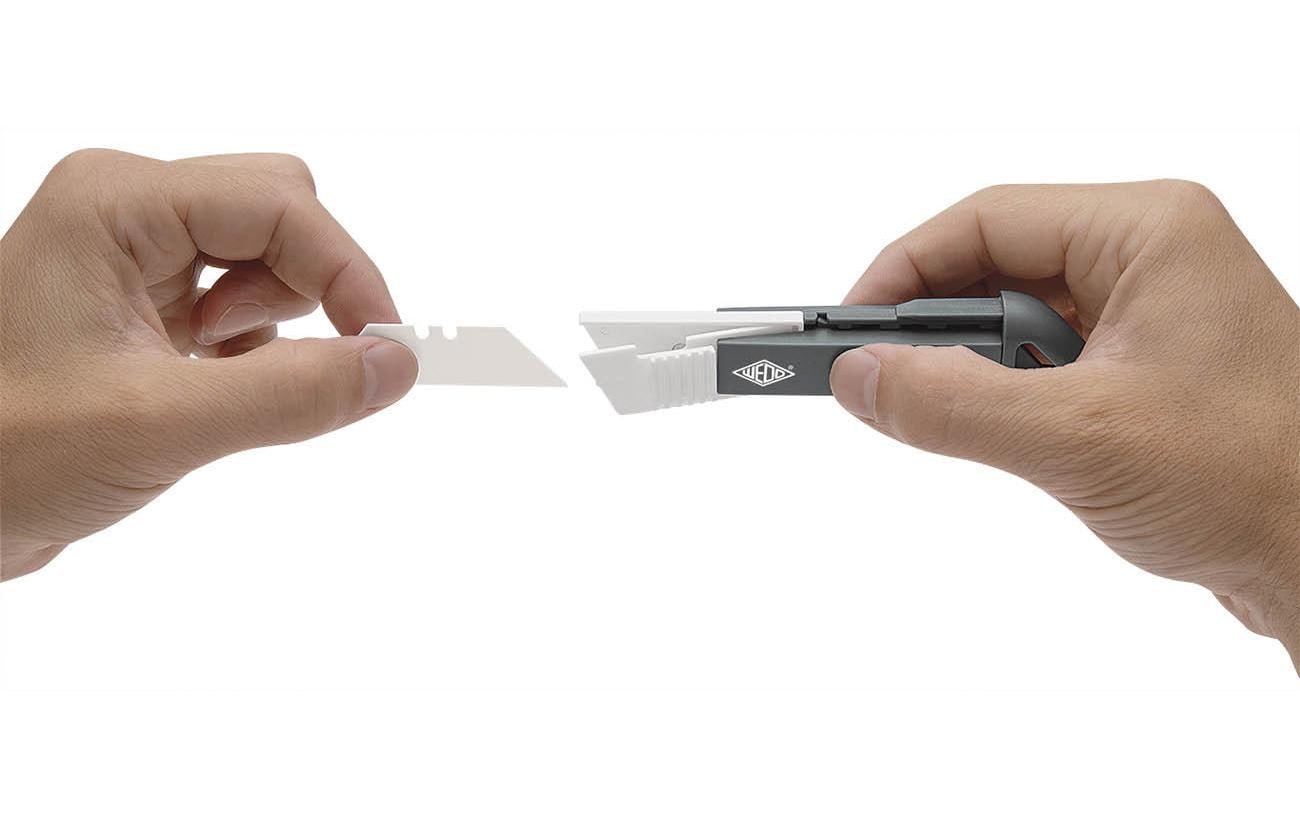 Wedo CERA-Safety Cutter Compact – Sicherheitsmesser mit 20 mm Trapezklinge, Keramikklinge, Grau