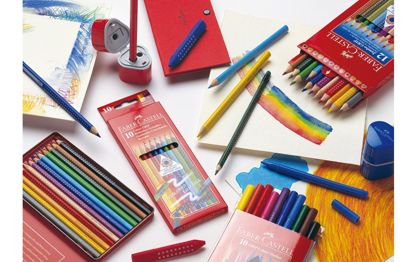 Faber-Castell Buntstifte Colour Grip – 10 Farben, im Kartonetui, Ø 3,8 mm, dreikantig, FSC